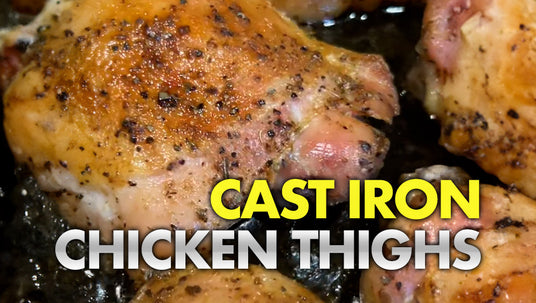 chicken thighs in a cast iron skillet
