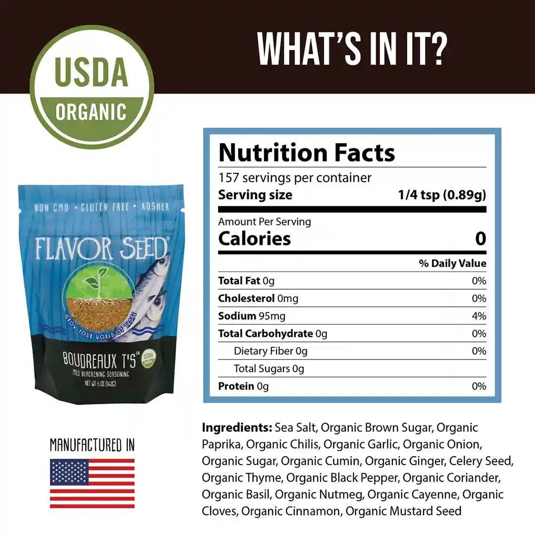 Blackened spice mixture with clean ingredients and USDA organic