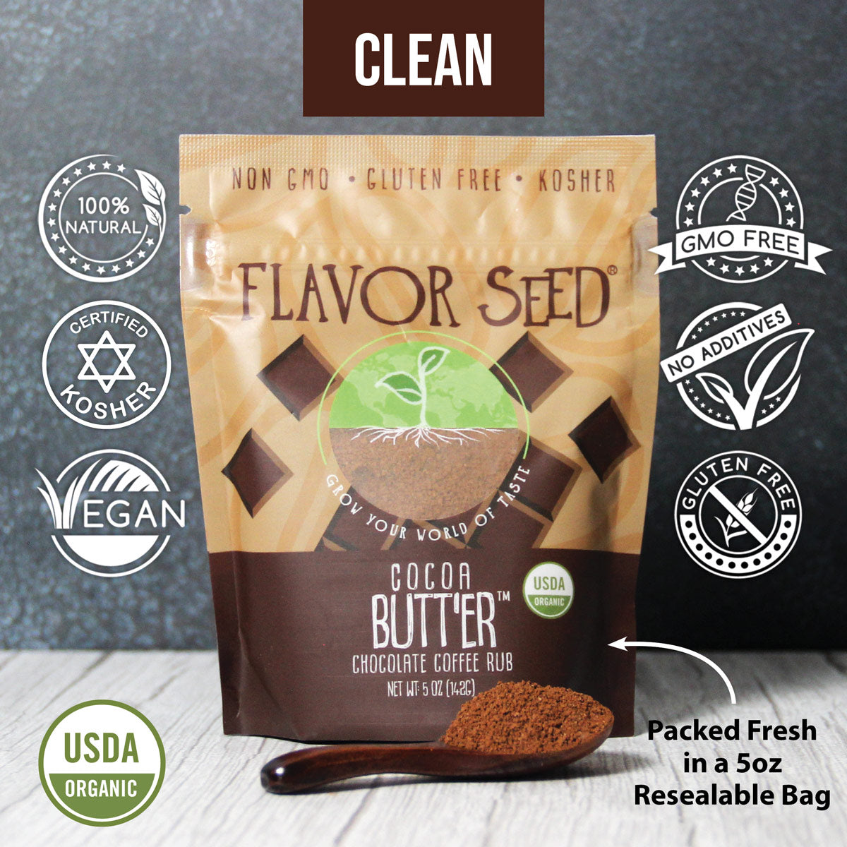 Cocoa Butt'Er – Organic Chocolate Coffee BBQ Rub by Flavor Seed – USDA Organic, gluten free, no MSG (photo 4)