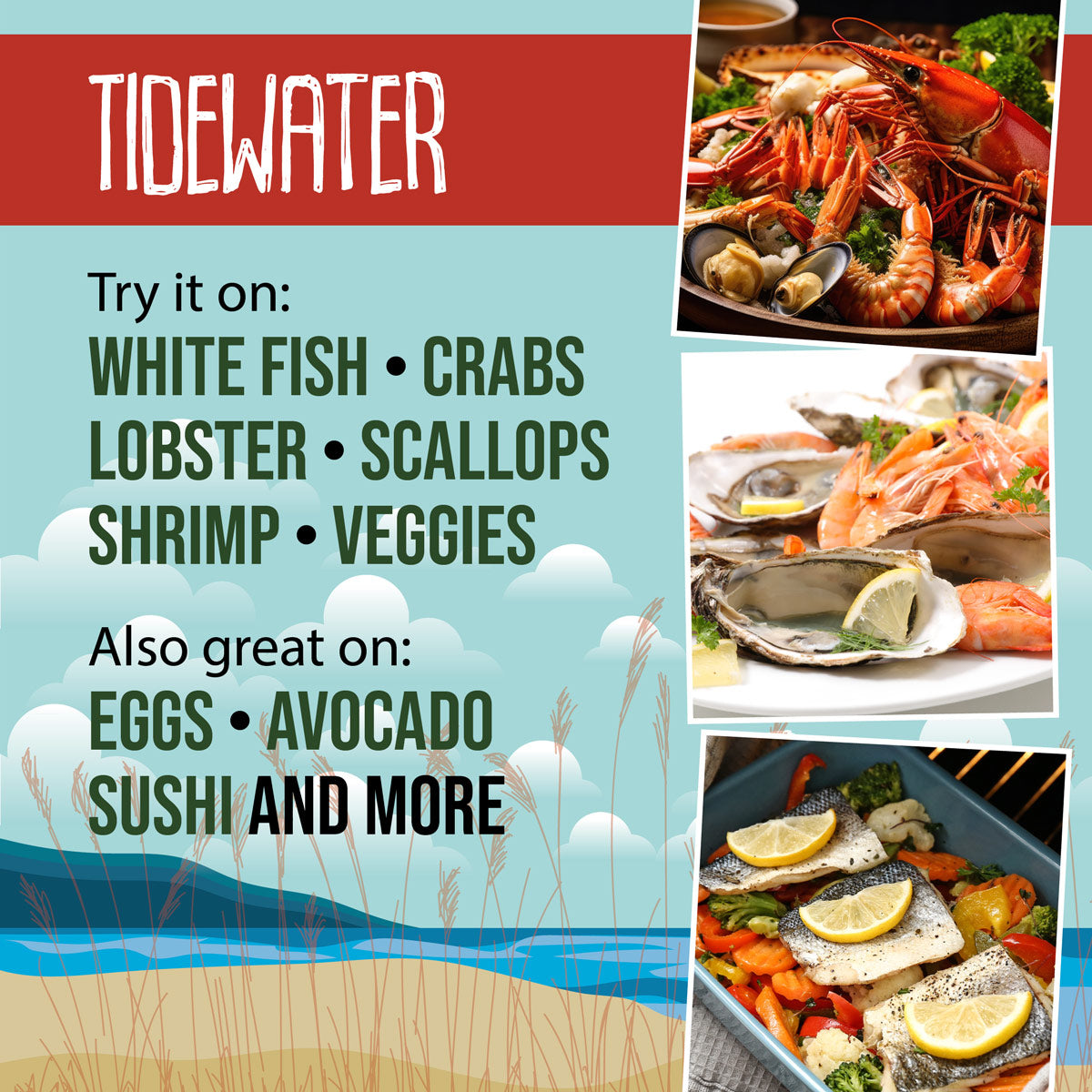 organic seafood seasoning for white fish, crabs, lobster, scallops, shrimp and sushi