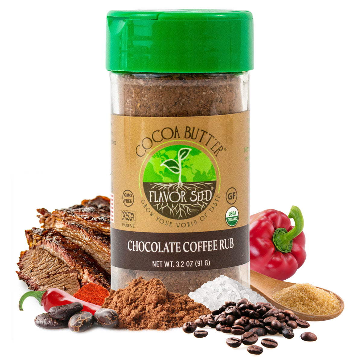 Cocoa Butt'Er – Organic Chocolate Coffee BBQ Rub by Flavor Seed – USDA Organic, gluten free, no MSG (photo 1)