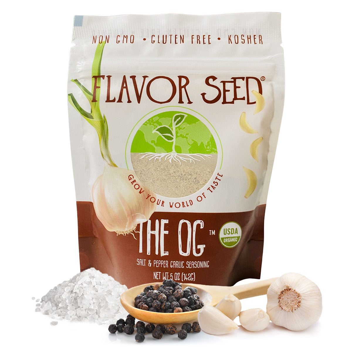 organic og seasoning pouch with fresh salt pepper and garlic