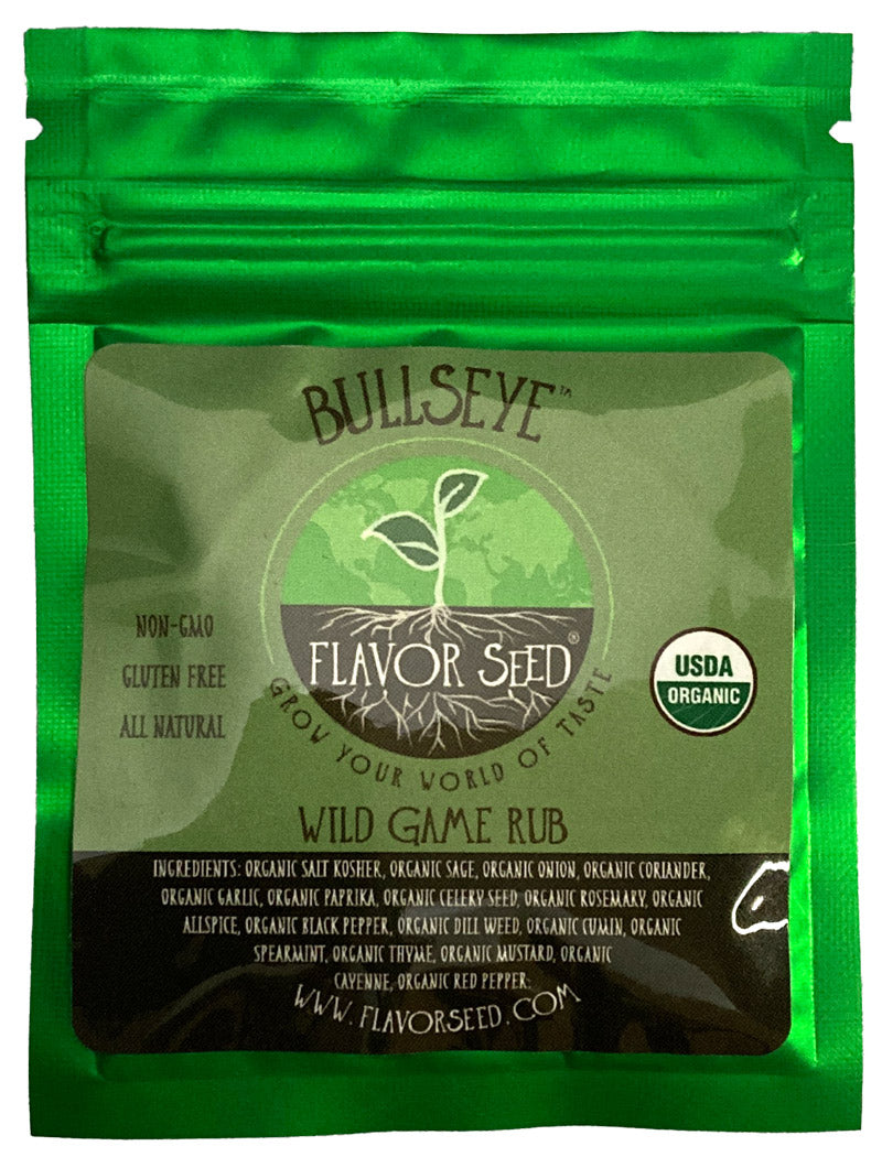 sample pack of Flavor Seed Bullseye organic wild game rub