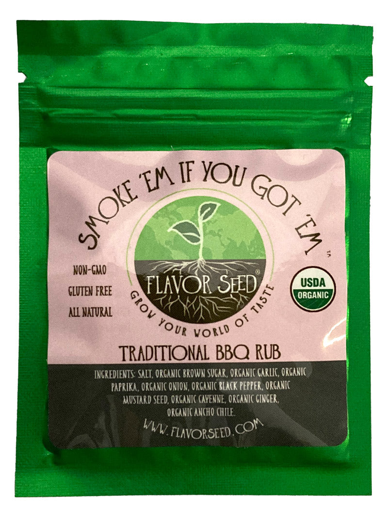 Sample Size Packet of organic BBQ seasoning and dry rub for pork