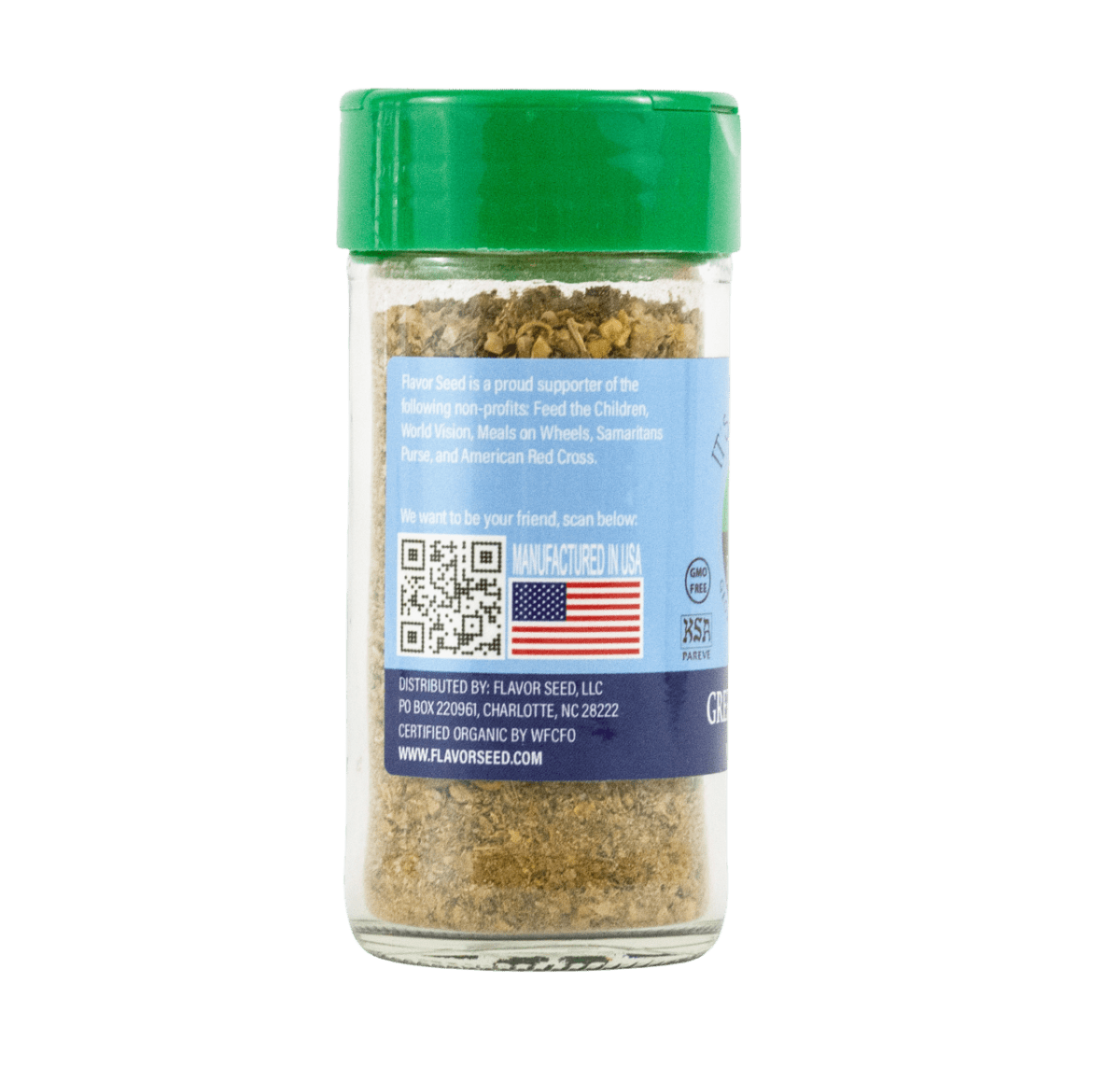 lamb seasoning from Flavor Seed, 2oz jar side view, manufactured in USA, all organic, ksa pareve