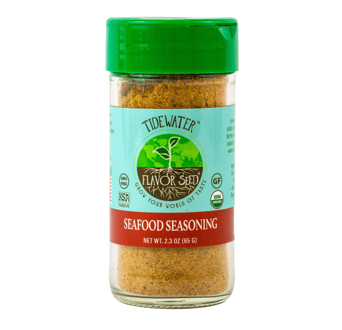 FLAVOR SEED - Tidewater Organic Crab Seasoning in glass shaker jar