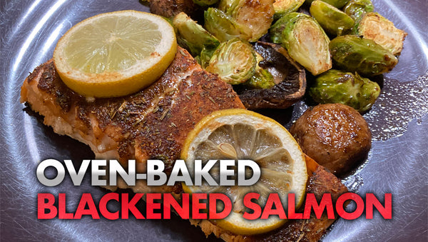 Blackened Salmon with Brussels Sprouts and Mushrooms