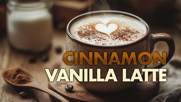 Homemade cinnamon vanilla latte with Sugar Momma organic cinnamon sugar