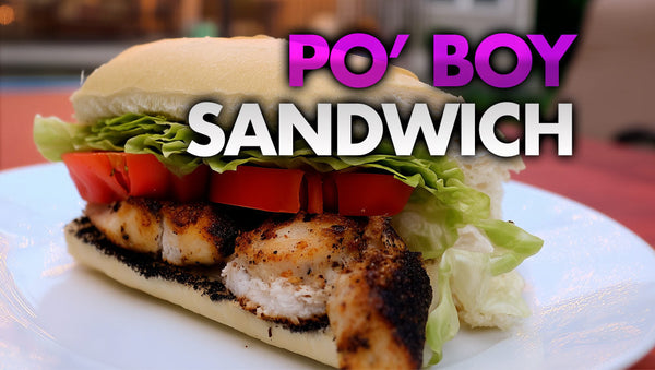 New Orleans style blackened fish po’ boy sandwich