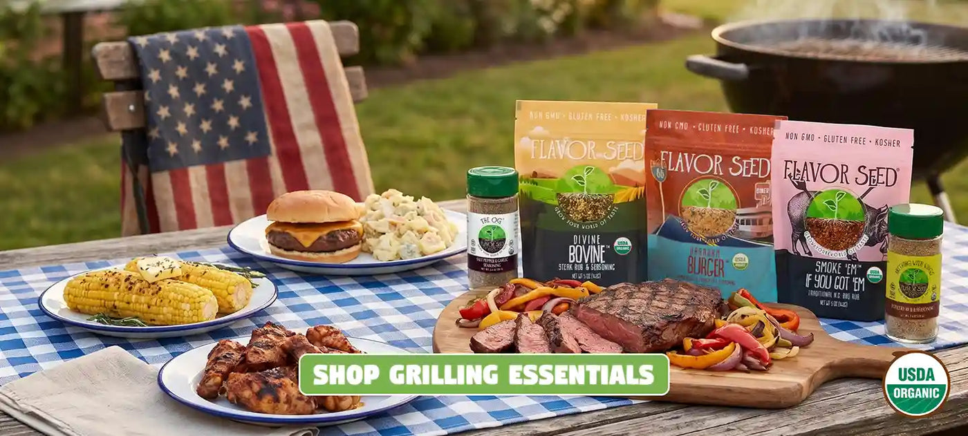 4th of July Grill Party with food and seasonings