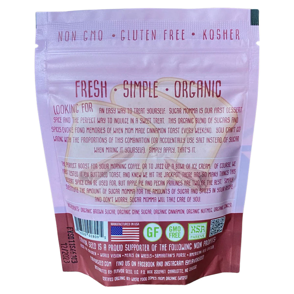 Package of Fresh Simple Organic product with text and branding on a white background