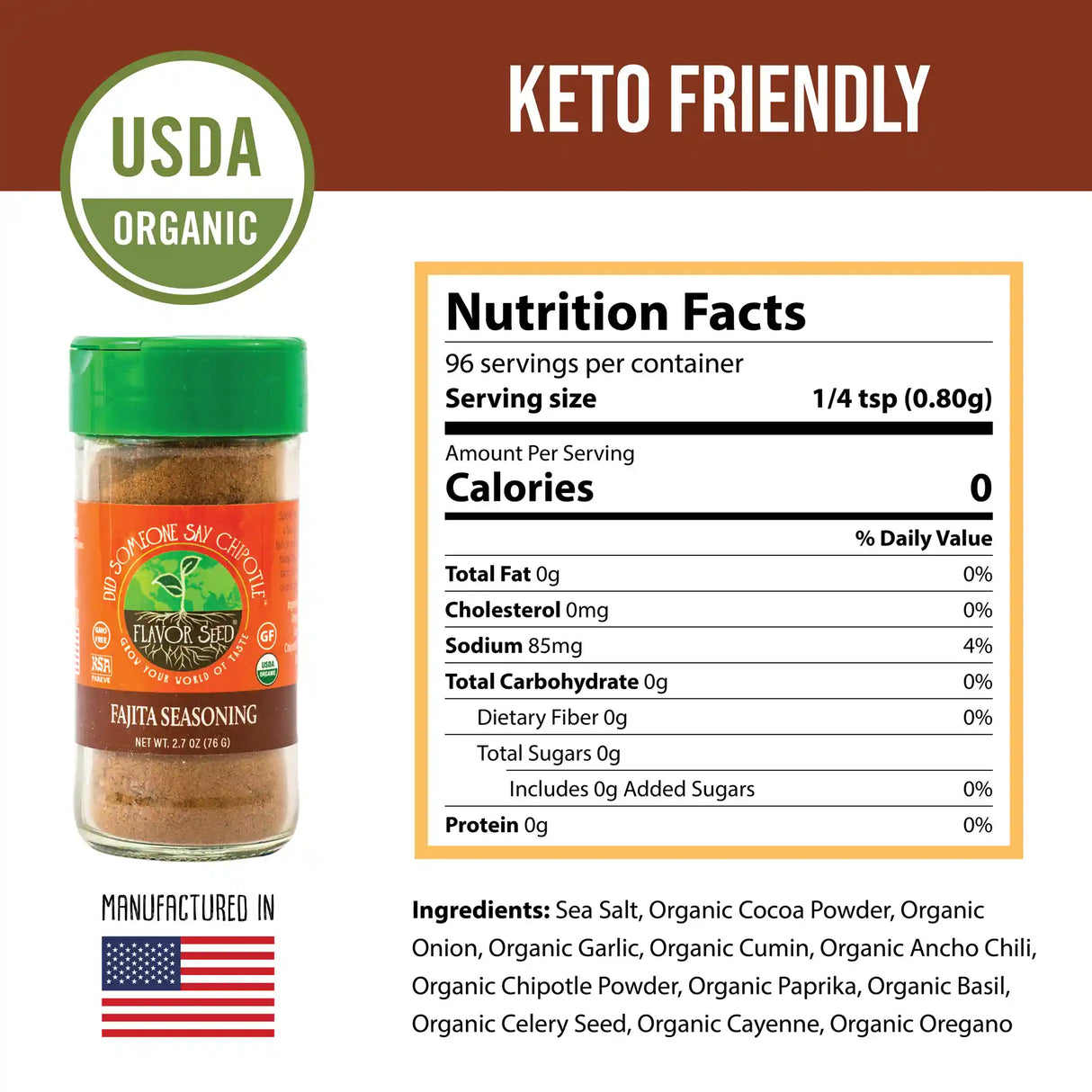 organic and clean ingredients and blended in the USA