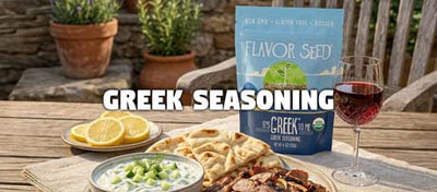 rustic Greek dinner with tzatziki, gyros, pita, lemon slices and red wine