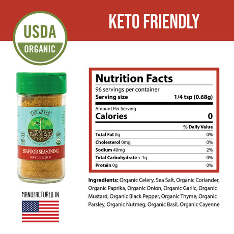 Certified organic sea food boil seasoning and fish rub with only natural ingredients