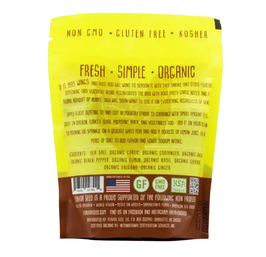 FLAVOR SEED - Anything With Wings Organic Poultry Rub, Dust and Seasoning