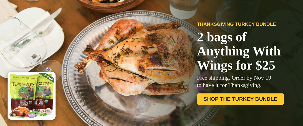 Roast Thanksgiving turkey — Anything With Wings turkey bundle, 2 organic poultry seasoning pouches for $25