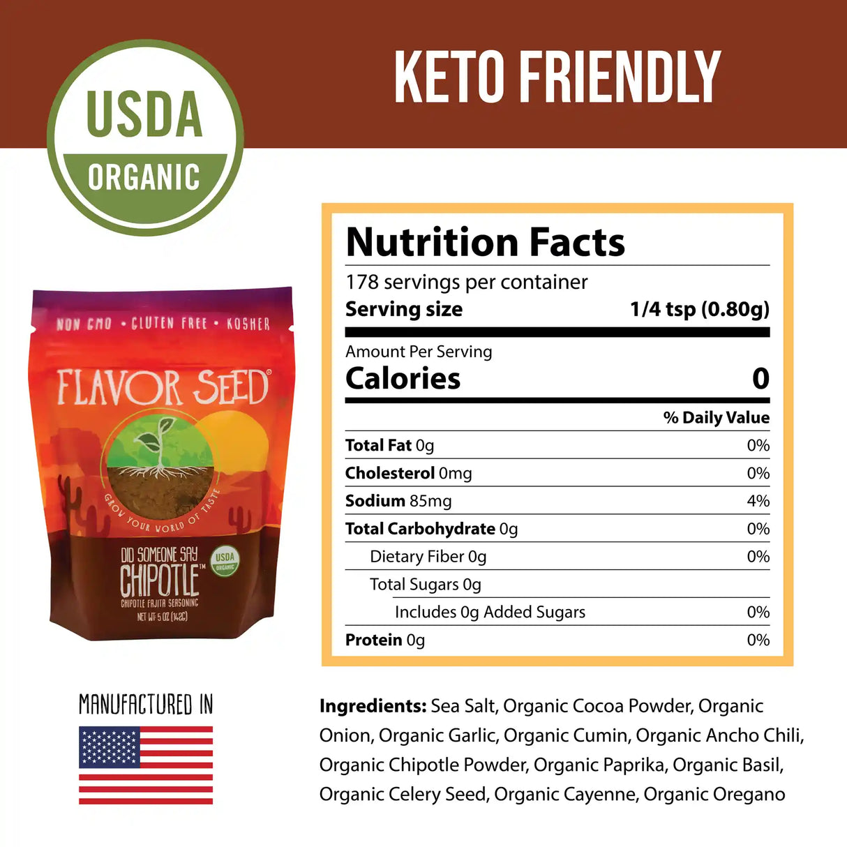 keto friendly ingredients and usda certified organic by Flavor Seed