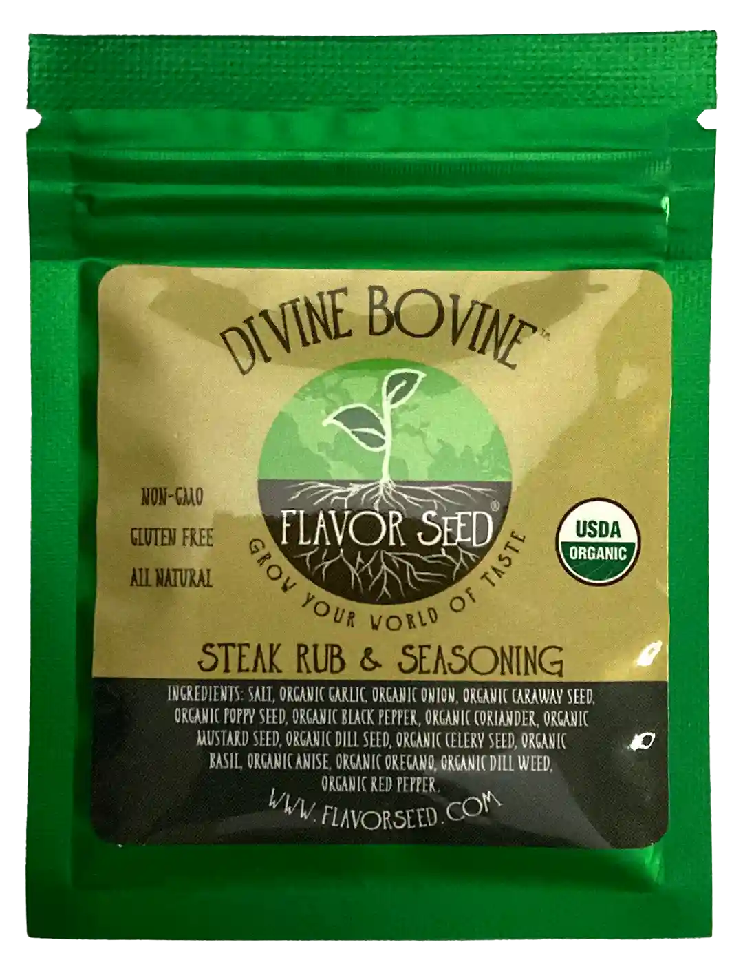 Divine Bovine organic steak rub and seasoning sample pack