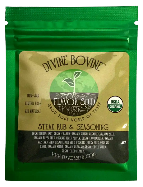 Divine Bovine organic steak rub and seasoning sample pack
