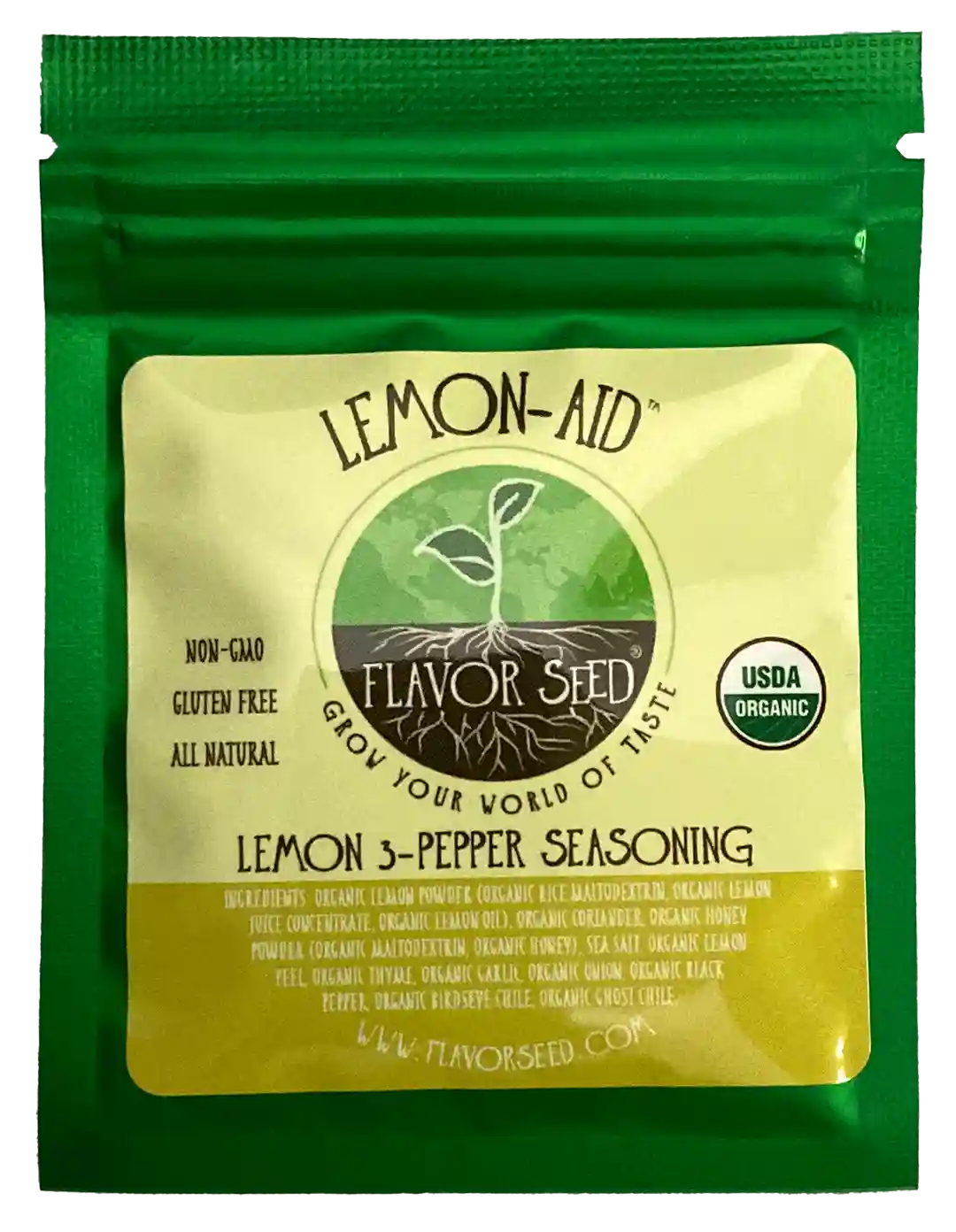 Lemon-Aid organic lemon 3-pepper seasoning sample pack