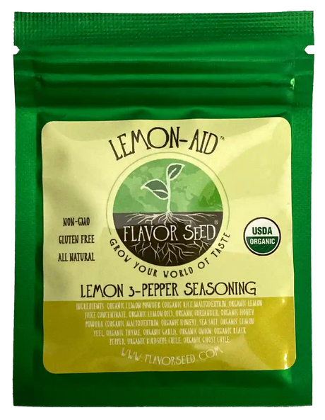 Lemon-Aid organic lemon 3-pepper seasoning sample pack