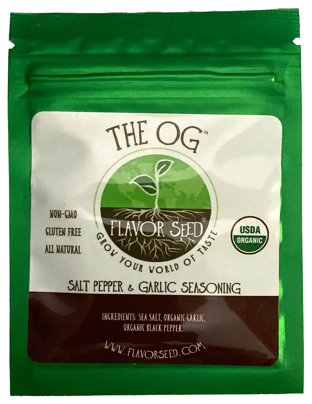 The OG organic salt pepper and garlic sesoning sample pack