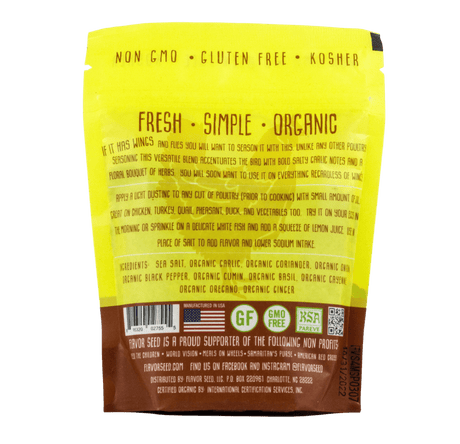 FLAVOR SEED - Anything With Wings Organic Poultry Rub, Dust and Seasoning