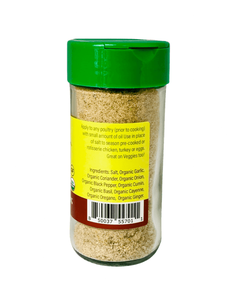 fried chicken seasoning with fresh herbs and spices in glass jar